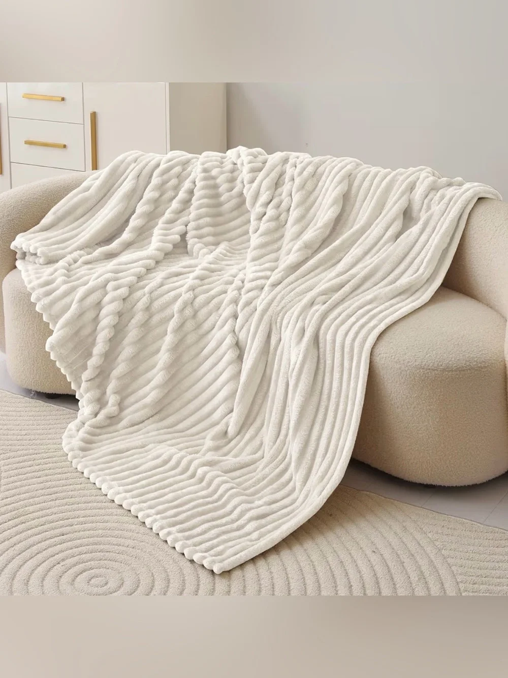White Flannel Fleece Throw Blanket
